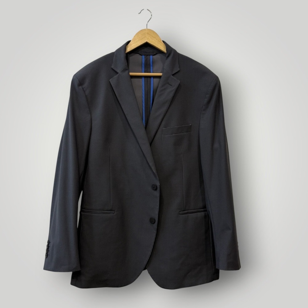 Twillory Performance Blazer Mens 46R Navy Black Micro Houndstooth Stretch Jacket